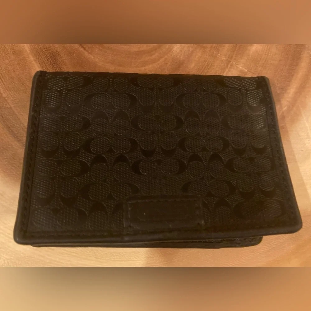 Coach Men's‎ Wallet business card, Mini Signature Canvas & Leather Black
